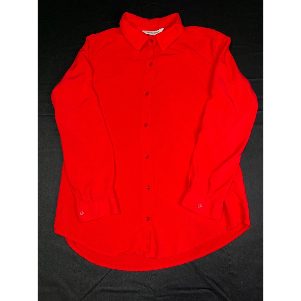 Polo Bonetta Red Long Sleeve Button Down Blouse Viscose Top Size 38